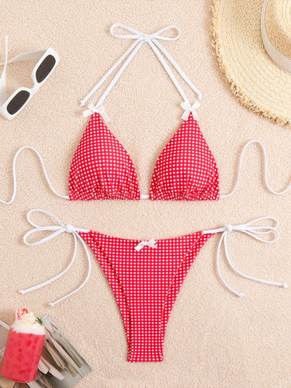 Swimwear - Plaid Gingham String Bikini 2 Piece Swimwear