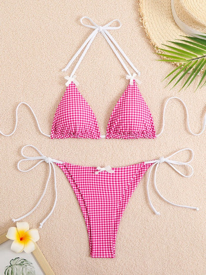 Swimwear - Plaid Gingham String Bikini 2 Piece Swimwear
