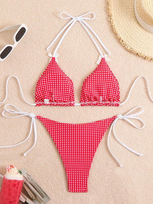Swimwear - Plaid Gingham String Bikini 2 Piece Swimwear