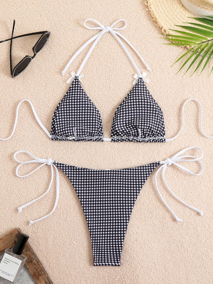 Swimwear - Plaid Gingham String Bikini 2 Piece Swimwear