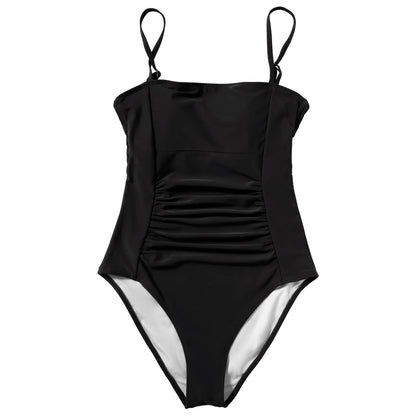 Swimwear- Solid Color One-Piece Swimwear Resort Wear Swimsuit- - Chuzko Women Clothing