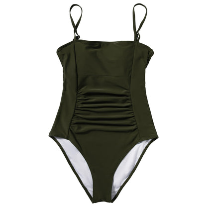 Swimwear- Solid Color One-Piece Swimwear Resort Wear Swimsuit- - Chuzko Women Clothing