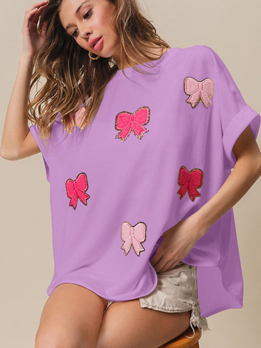 Sparkle Damen Oversized T-Shirt mit Schleifen 