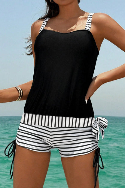 Tankinis - Striped Tankini Set for Beach Adventures