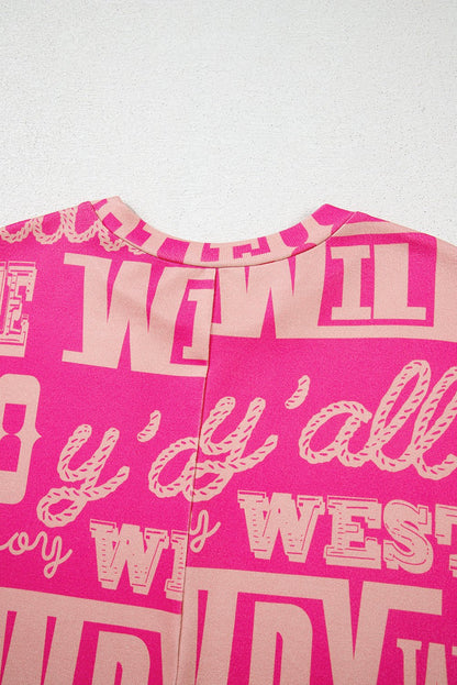 Tops & Tees - Pink Western Cowboy Print Tee - Casual &amp; Stylish