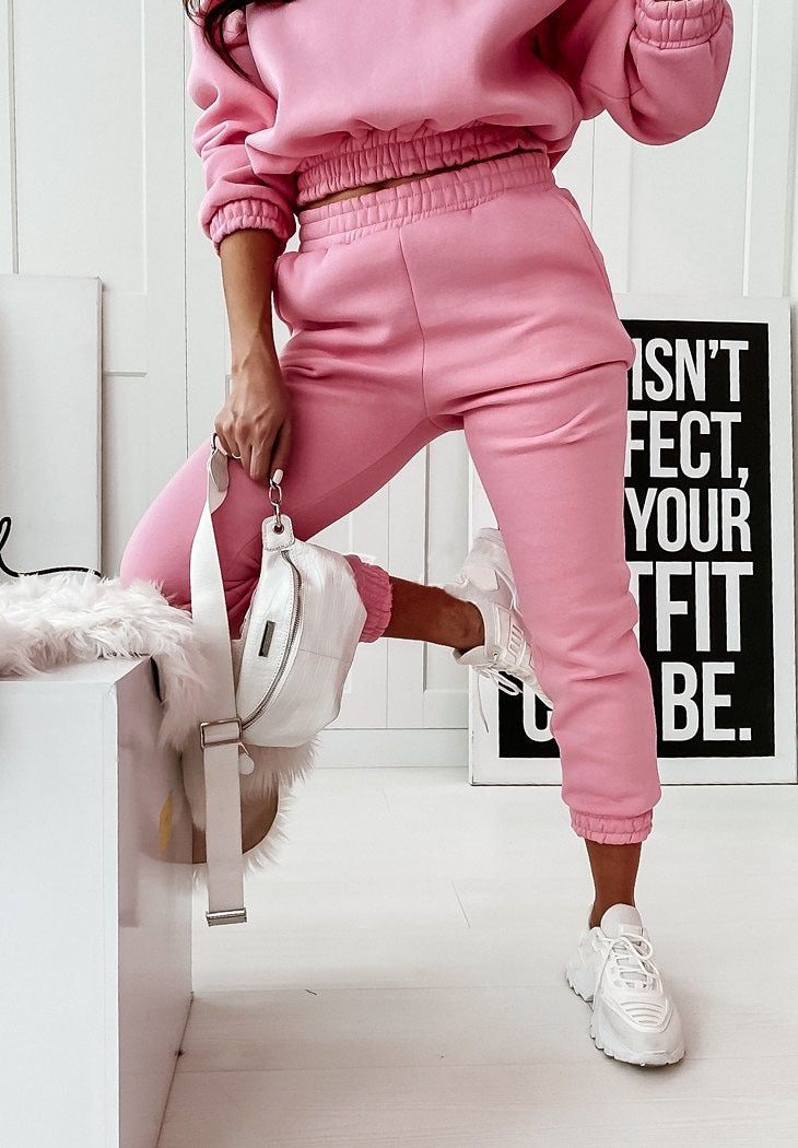 Tracksuit Set- Jogging Set Sweatpants and Crop Hoodie- - Pekosa Women Clothing