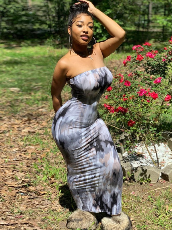 Tube Dresses - Colorful Watercolor Strapless Maxi Dress | Summer Festivals