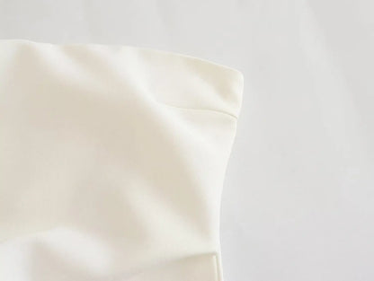 Tube Tops- Women Elegant Solid Bandeau Top with Ruched Detail- - Pekosa Women Fashion