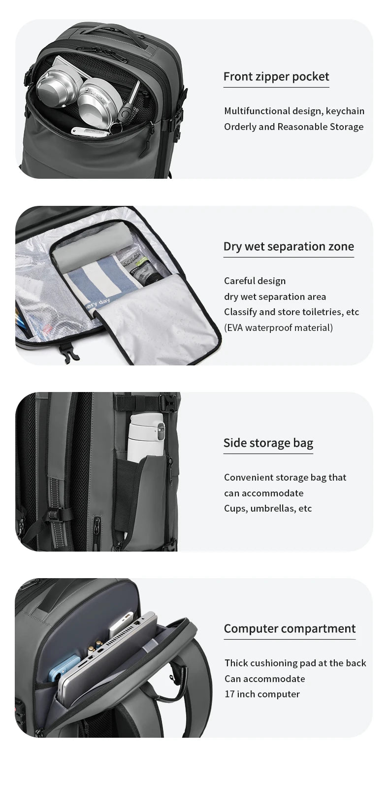 Vacuum Compression Backpack - Voyager Elite 17-Inch Laptop Backpack with Vacuum Compression