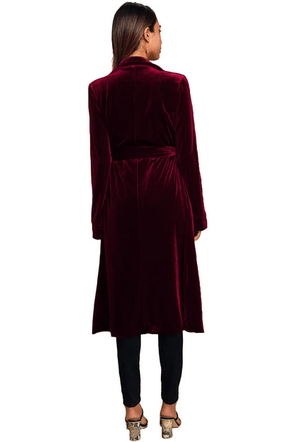 Velvet Coats- Luxe Velvet Velour Coat for Exclusive Events- - Pekosa Women Clothing