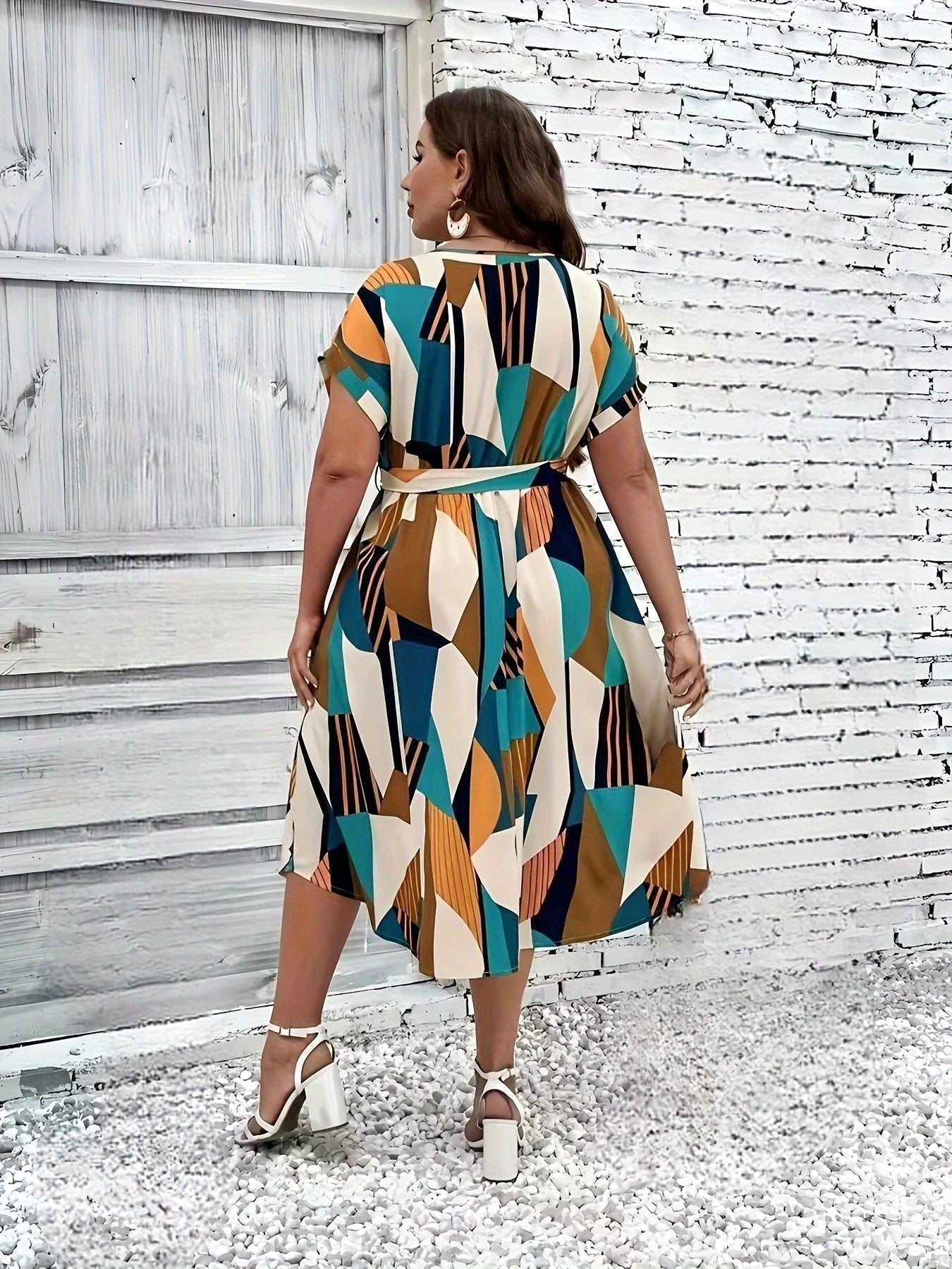 A-Line Dresses - Fashion Printed Lace Up Dress