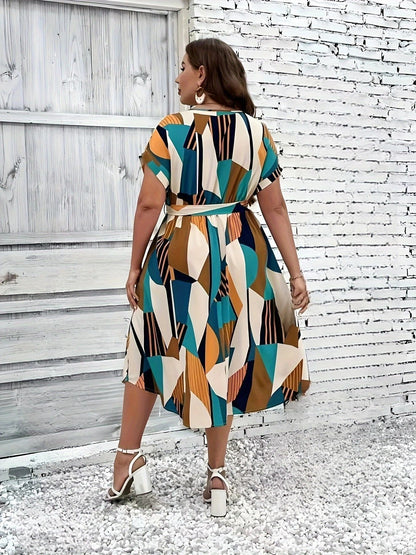 A-Line Dresses - Fashion Printed Lace Up Dress