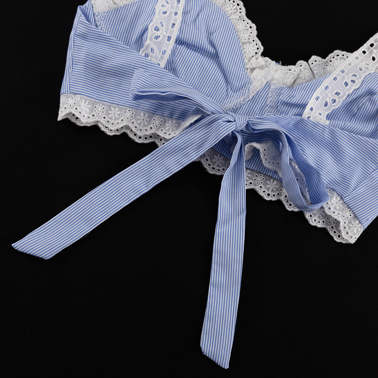 Skirt Set - Lace Splicing Sling Vest High Waist Big Swing Skirt Two-piece Set