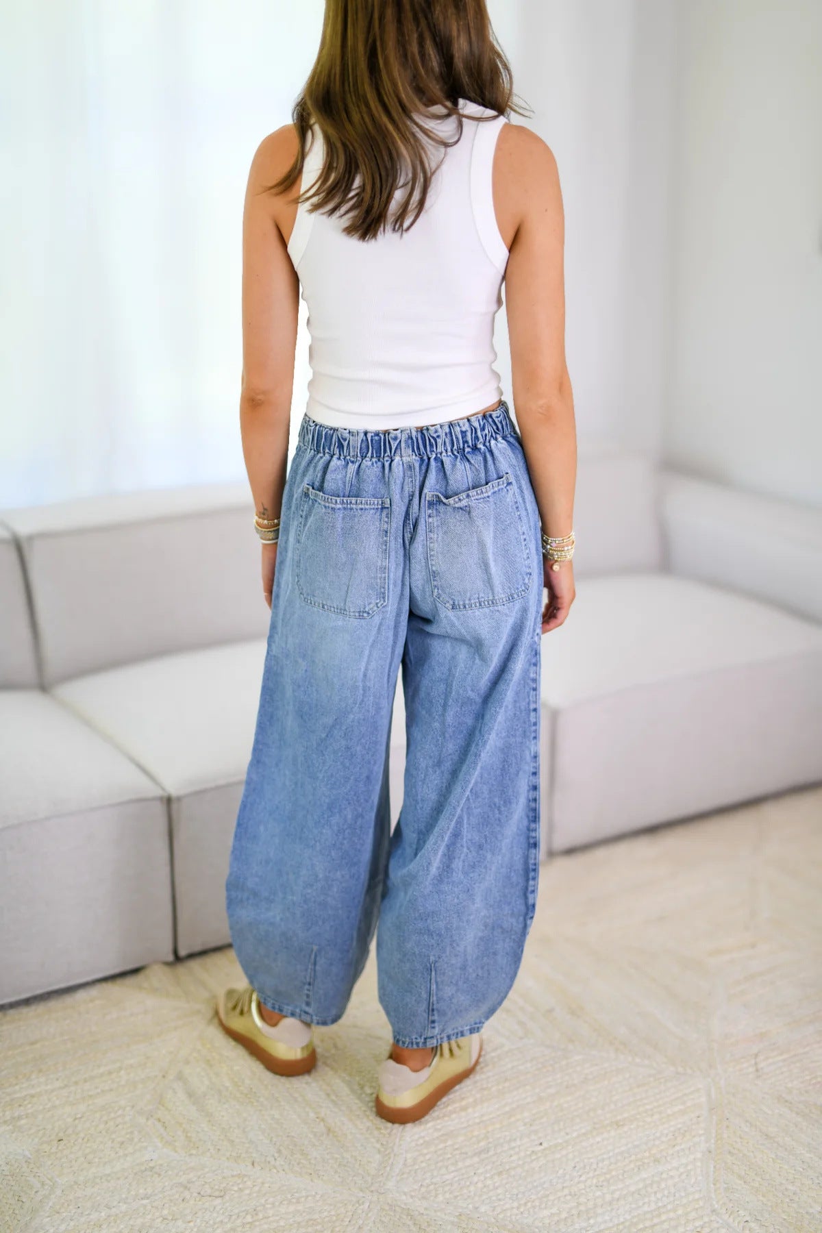 Pants - Fashion Lace-up Jeans Pants With Pockets Casual Loose Trousers For Women