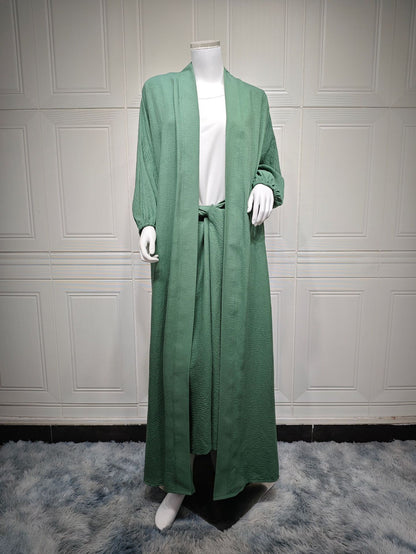 Pants Set - Nipped Waist Skirt Robe Two-piece Set