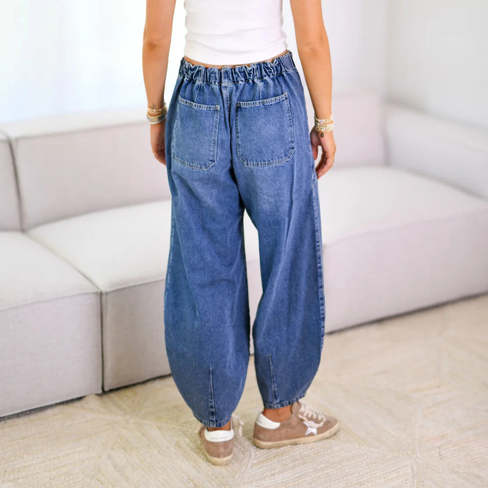 Pants - Fashion Lace-up Jeans Pants With Pockets Casual Loose Trousers For Women