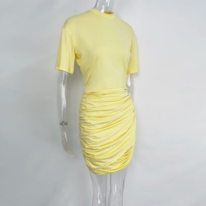 Knitted Slim Fit Slimming Women T-shirt Skirt