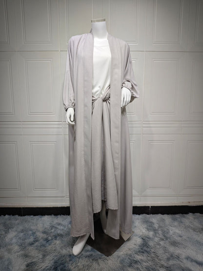 Pants Set - Nipped Waist Skirt Robe Two-piece Set