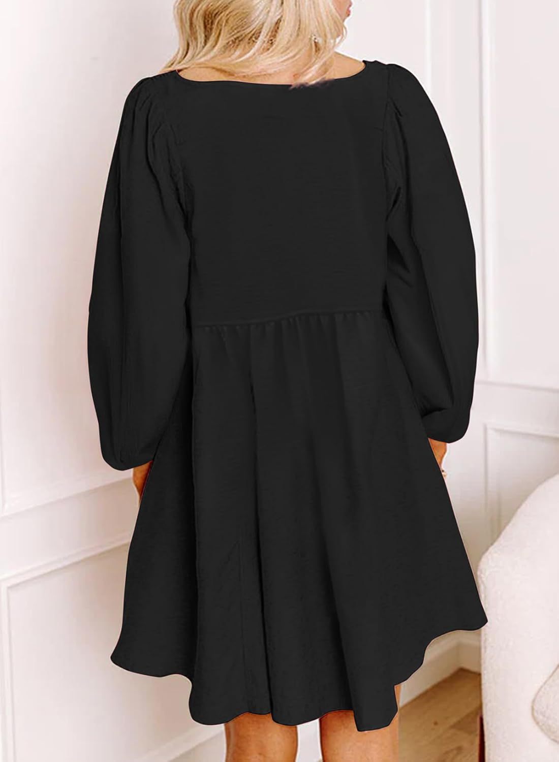 Long Sleeve High Waist A- Line Mini Dress