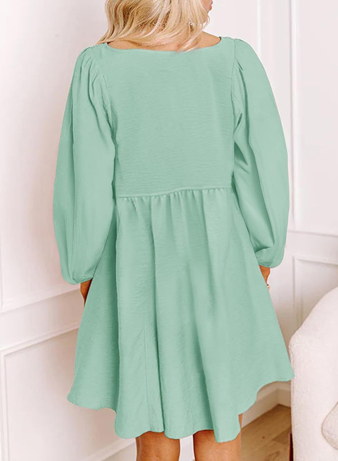 Long Sleeve High Waist A- Line Mini Dress