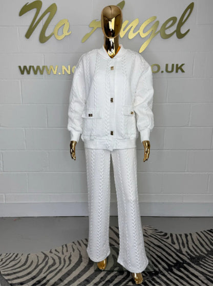 Pants Set - Women's Plain Buckle Pocket Suit 2-piece Set