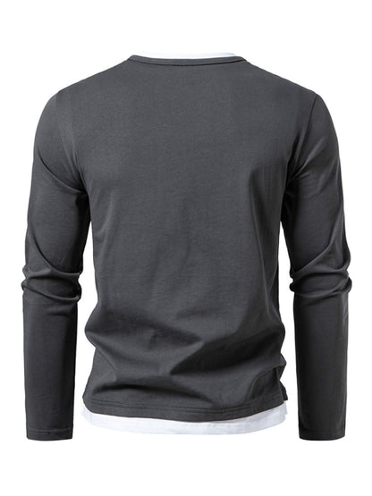 Casual Tops - Olive Green Men's Tee with Contrast V-Neck – Casual Wear
