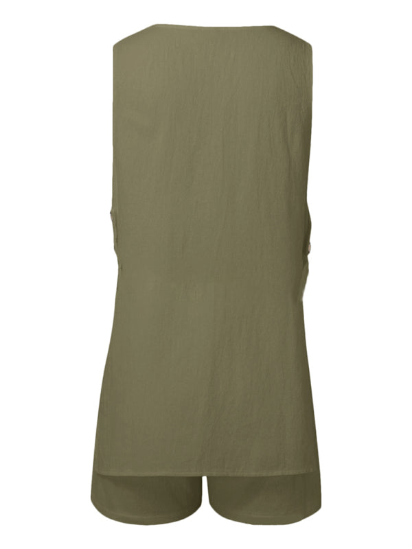 Matching Sets - New style sleeveless shorts two-piece suit, fashionable and comfortable, can be worn as outdoor women's home clothes