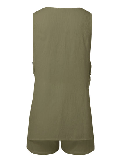 Matching Sets - New style sleeveless shorts two-piece suit, fashionable and comfortable, can be worn as outdoor women's home clothes
