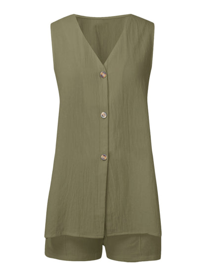Matching Sets - New style sleeveless shorts two-piece suit, fashionable and comfortable, can be worn as outdoor women's home clothes