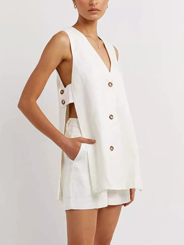 Matching Sets - New style sleeveless shorts two-piece suit, fashionable and comfortable, can be worn as outdoor women's home clothes