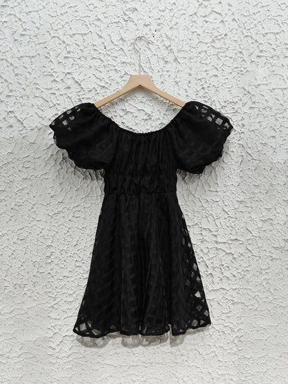 Casual Dresses - Ladies new fashion one shoulder lantern sleeve sexy backless dress