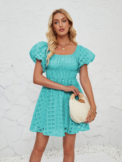 Casual Dresses - Ladies new fashion one shoulder lantern sleeve sexy backless dress