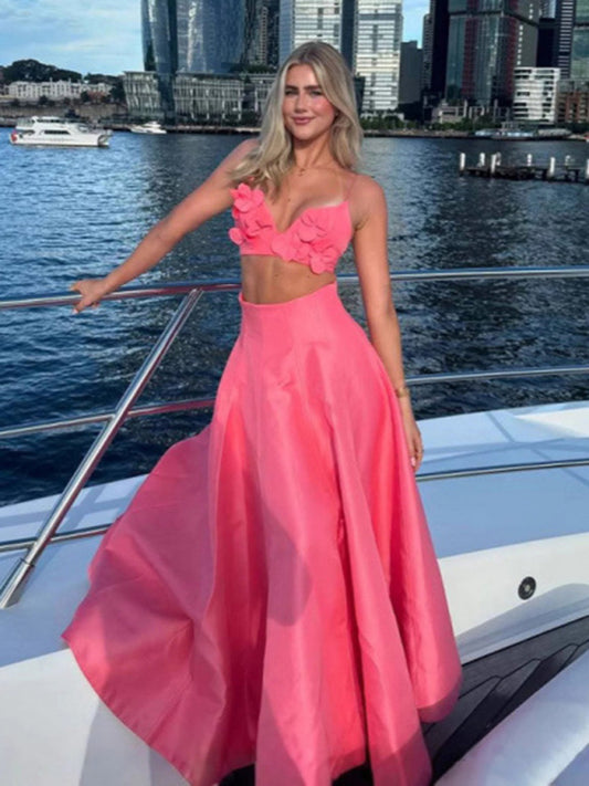 Matching sets - Holiday dress solid color tube top camisole top high waist swing skirt suit