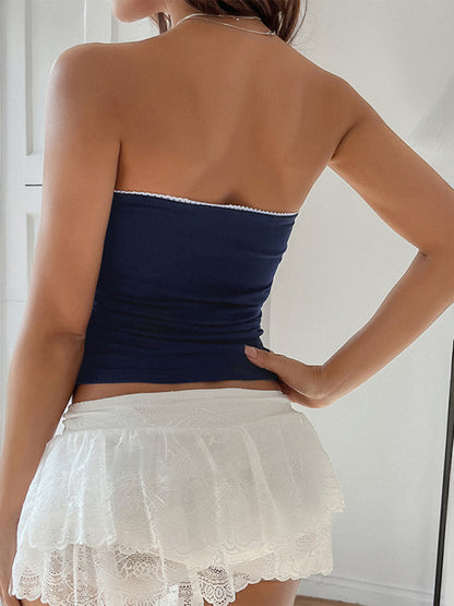 Tube Tops - Y2K Sexy Slim Fit Navel-Exposed Solid Color Tube Top