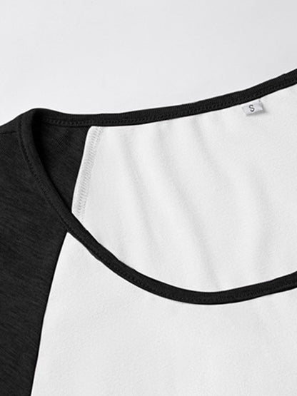 T-Shirts - Y2K Sexy Slim Fit U-Neck Contrast Color Short Sleeve Top Women's T-Shirt
