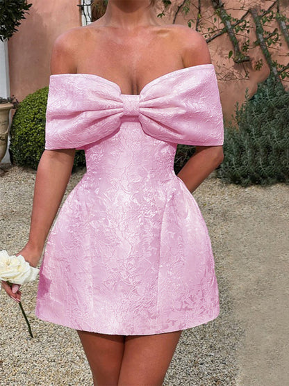 Elegant Dresses - One-shoulder bow sexy backless dress