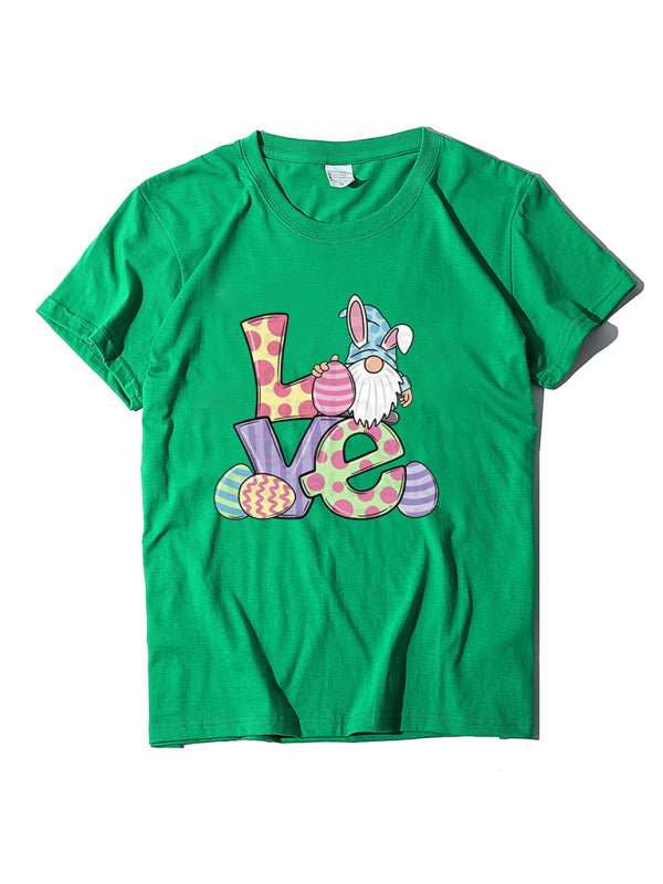 Tees - Love Easter pattern round neck short sleeve T-shirt