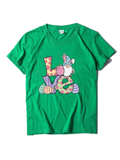 Tees - Love Easter pattern round neck short sleeve T-shirt