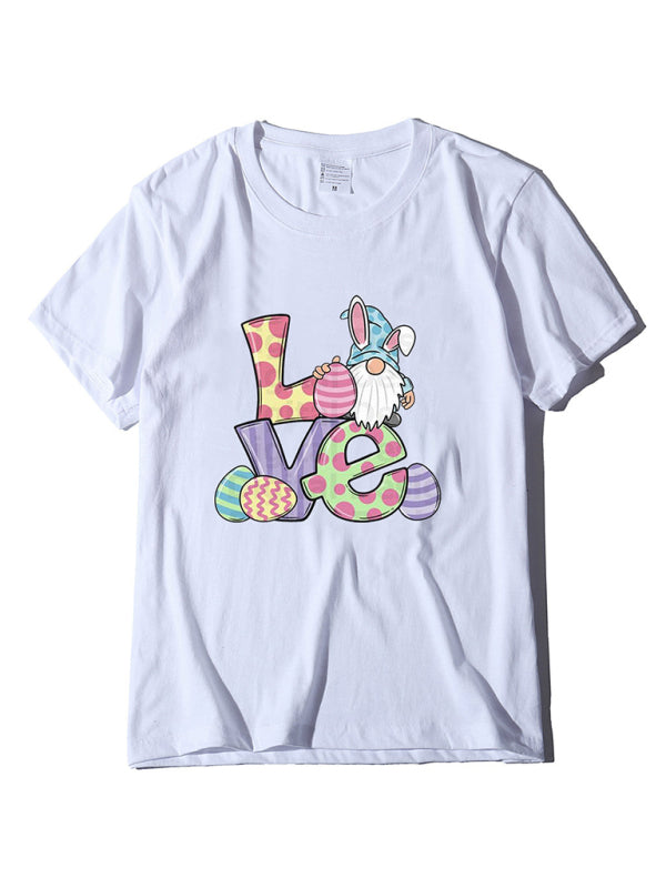 Tees - Love Easter pattern round neck short sleeve T-shirt