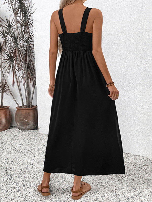 Boho Dresses - New Sleeveless Suspender Long Dress Ethnic Style Embroidery Splicing Dress