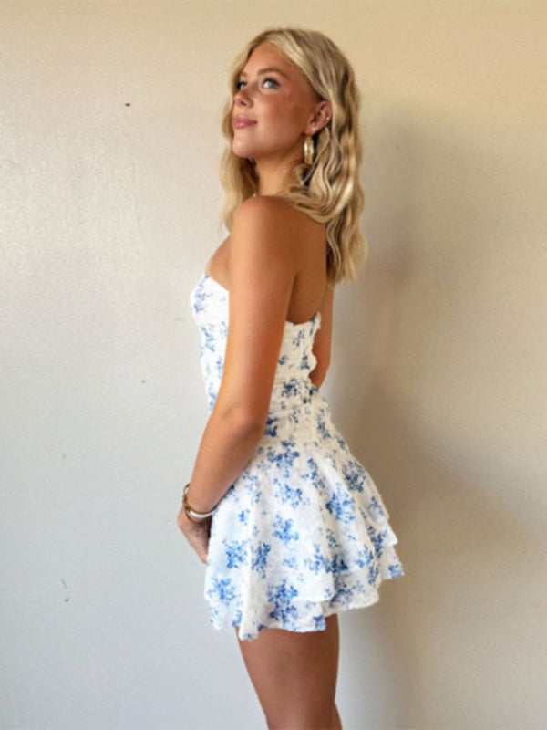 Casual Dresses - Printed Strapless A-Line Dress