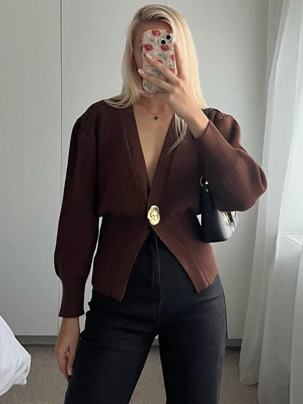 Cardigans - V-neck button-down cardigan