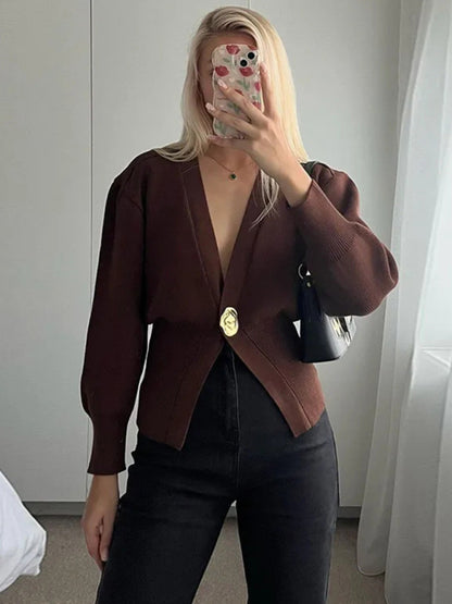 Cardigans - V-neck button-down cardigan