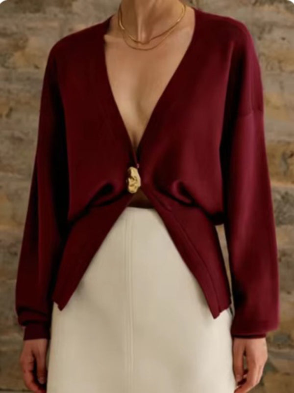 Cardigans - V-neck button-down cardigan