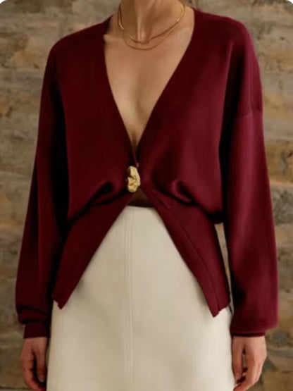 Cardigans - V-neck button-down cardigan