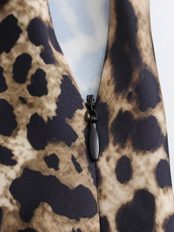Long Skirts - Leopard print casual skirt
