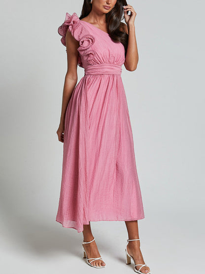 Elegant Dresses - New Fashion Sexy Solid Color Off-shoulder Backless Dress