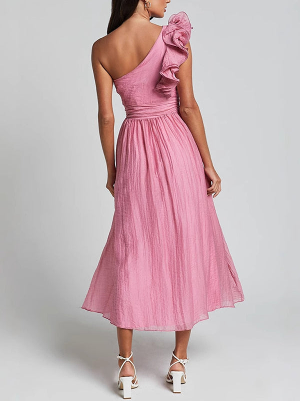 Elegant Dresses - New Fashion Sexy Solid Color Off-shoulder Backless Dress