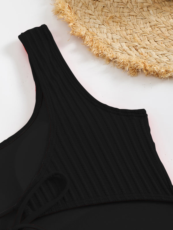 swimwear - Simple solid color one-piece swimsuit