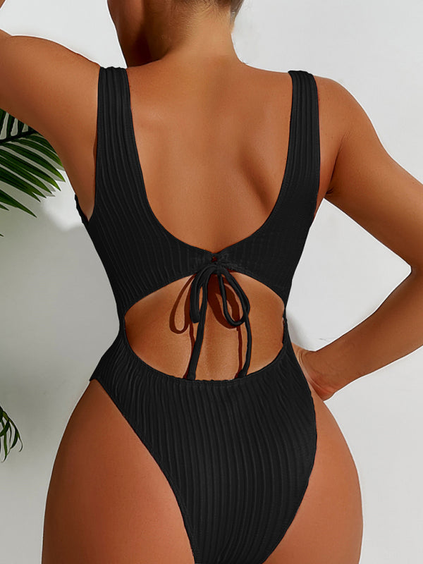 swimwear - Simple solid color one-piece swimsuit